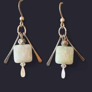 Sterling Silver and White Stone Dangle Earrings